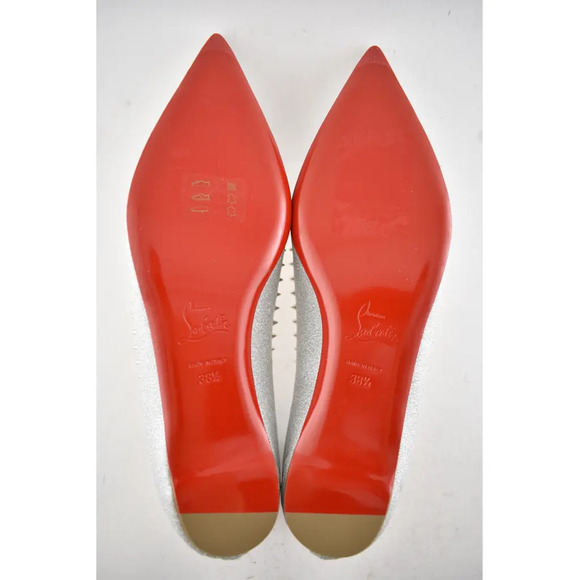 Christian Louboutin Anjalina Flat Silver Glitter Spike Pointed Ballerina 38.5 - Picture 12 of 12